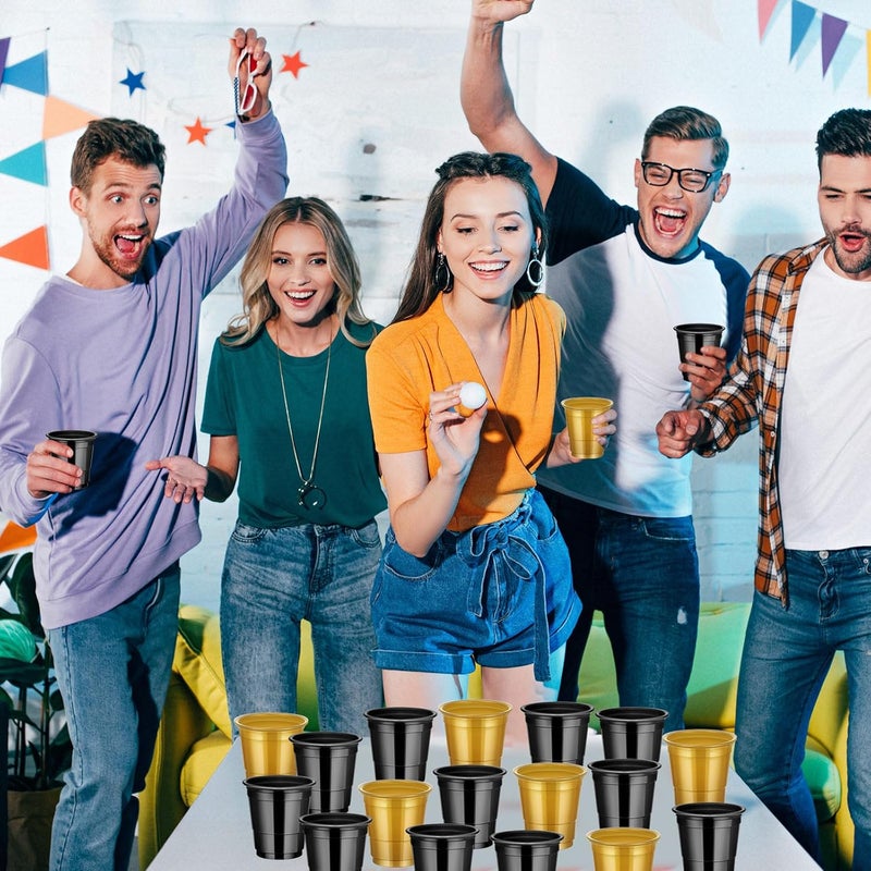 cssopenss 120 PCS Black Gold Plastic Shot Cups Black And Gold shot glasses Graduation shot cups for Party Wedding Birthday Family Gatherings and Festive Celebrations - Image 4